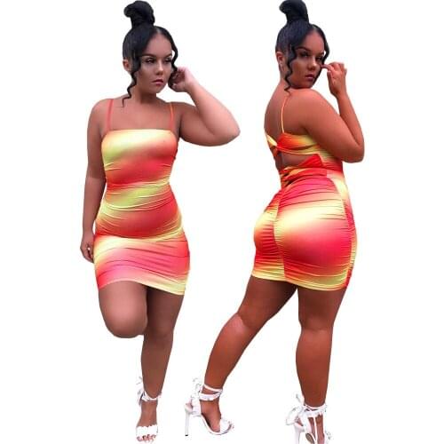 Sexy Backless Hollow Out Cross Strap Ruched Mini Women Dress Casual Sling Stripe Print Bodycon Club Party Dress Holiday Clothing