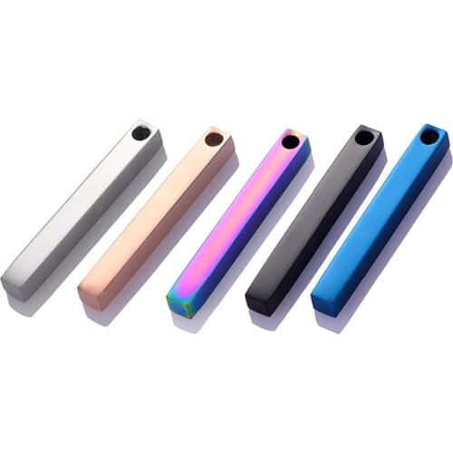 5Pcs Stainless Steel Both Sides Mirror Polish Rectangle Bar Pendant Blank Stamping Charm for Jewelry Making Wholesale