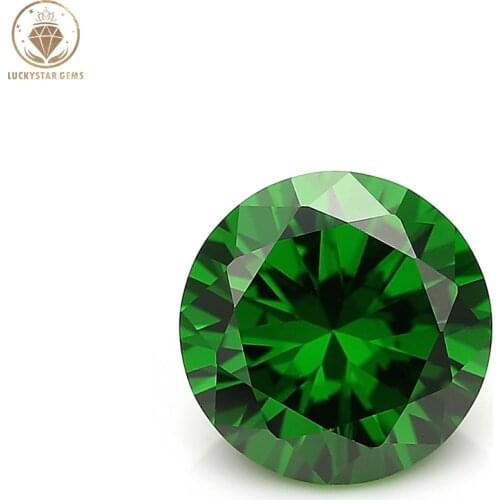 Lucky Star Gems 1mm~3mm Round Shape Synthetic Emerald Green Zirconia Beads for Jewelry Making Handmade Diy Accessories
