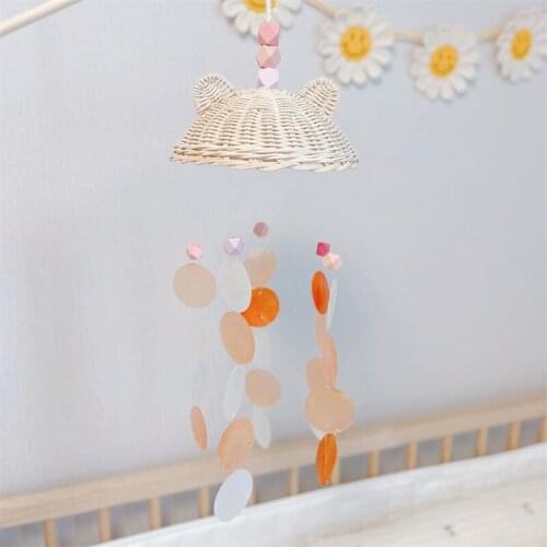 INS Rattan Shell Wind Chime For Kids Room Decoration Ornaments Wall Hanging Pendant Baby Play Tent Bed Bell Crafts Nursery Decor