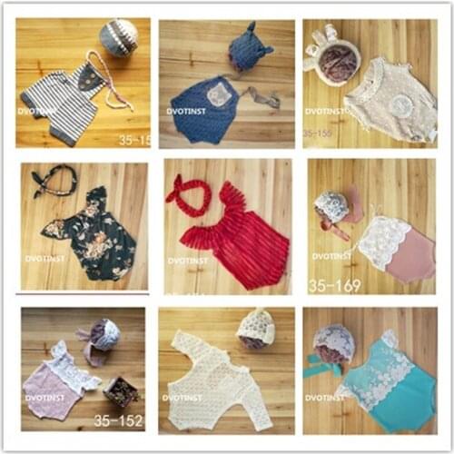 DVOTINST Newborn Baby Photography Props Knit Crochet Hat+Outfit 2pcs Set Fotografia Accessory Infant Studio Shoot Photo Prop