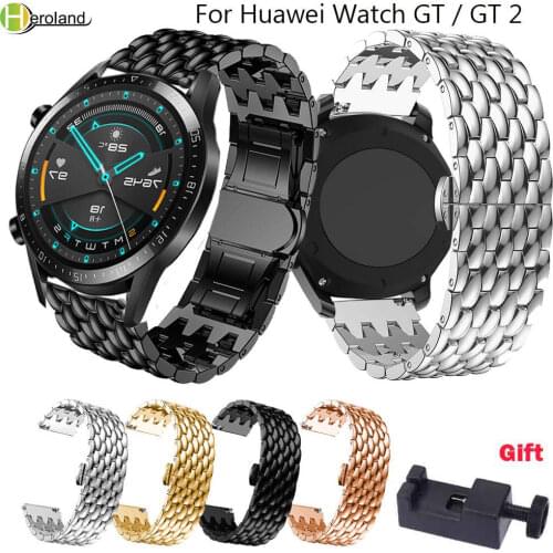 Watch band for Huawei Watch GT / GT2 46MM smart strap Stainless Steel 22MM watchband For HUAWEI WATCH2 pro/ honor magic Bracelet