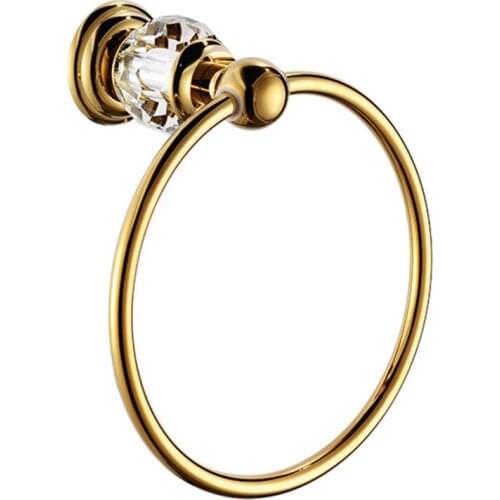 Towel Ring Luxury Crystal Brass Golden Bathroom Towel Ring Towel Rack Bath Towel Rod Bathroom Accessories Home Decoration