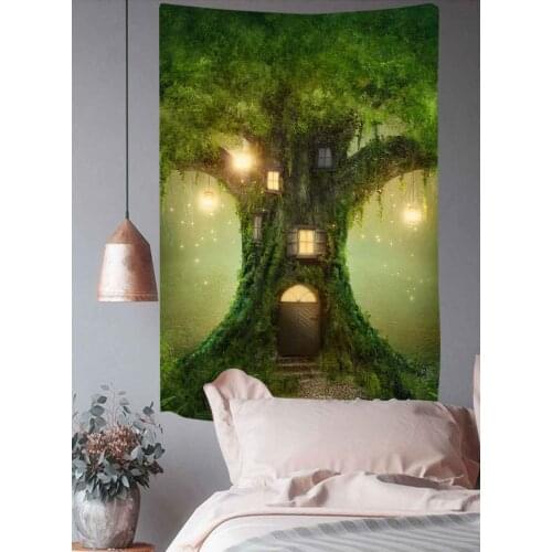 Simsant Forest Tree Tapestry Elephant Psychedelic Mushroom Wall Hanging Tapestries for Living Room Bedroom Home Dorm Decor