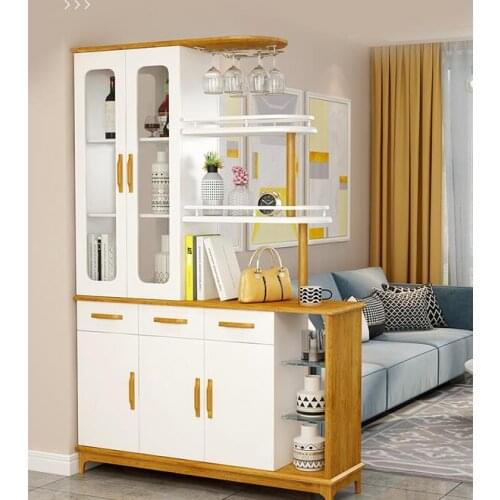 Nordic porch cabinet wine cabinet partition cabinet shoe cabinet integrated simple modern hall cabinet double-sided solid wood