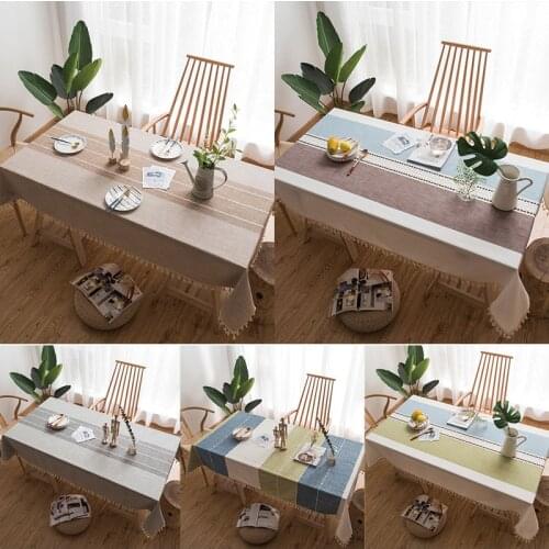 Table Cloth Rectangular Linen Tablecloth with Embroidery Decorations for Parties Weddings and Events Household Items 5 Colors