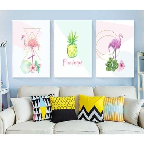 Modern Minimalist Floral Flamingo Canvas Painting modular Picture Nordic Decoration home Living Room Wall Art Posters and Prints