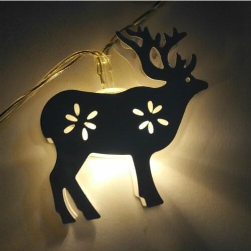 Amawill Elk Led String Light Iron Art Reindeer Hanging Ornament Garland Christmas Tree Decoration Xmas New Year Party Supplies