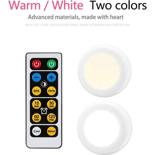 Led Cabinet Light White+Warm light Color Remote Control Wireless Dimmable LED Night Lamps Battery Light for Closet Kitchen Stair
