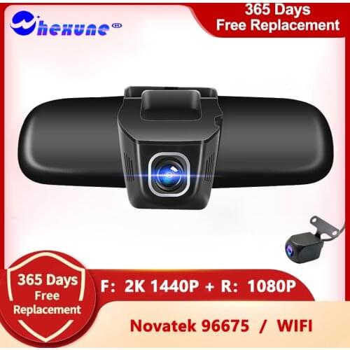 WHEXUNE Novatek 96675 Hidden Car Dvr 2K 1440P Dash cam Wifi Front and Rear Camera 2 lens HD 1080P loop record APP control record