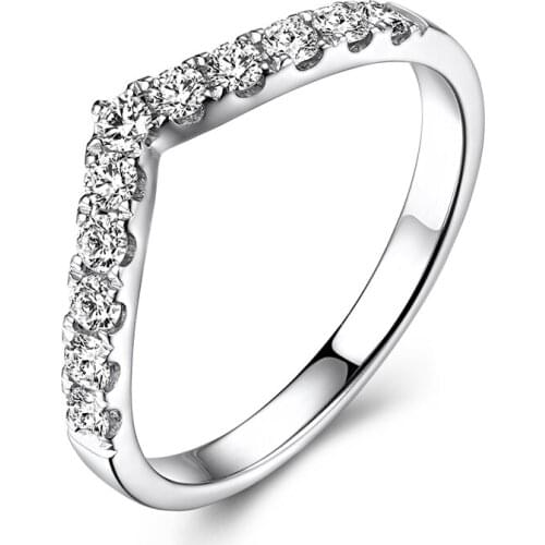 VS G F Solid 14k White Gold Engagement Ring Wedding Band Moissanites Anniversary Party Fine Jewelry V Shape Classic Brilliant