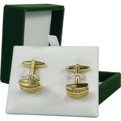High Quality Green Flannel Cufflink Box Jewelry Box Cufflink Storage Box Mens Pair of Cufflink Packaging Gift Box