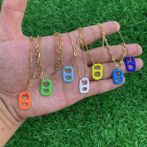 Enamel Colorful Necklace Soda Closer Shaped Link Chain Hiphop Gold Color Fashion Jewelry For Women Jewelry