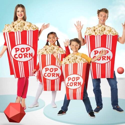 3D Funny Popcorn Costumes For Adult Carnival Party Food Cosplay Halloween Group Fancy Dress Adult Women Stage Outfit DN4287-1