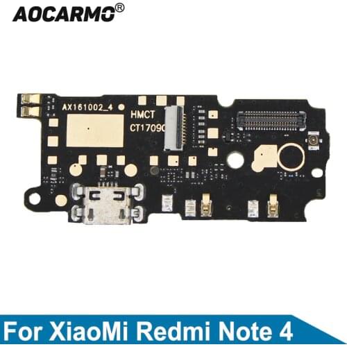 Aocarmo USB Charging Port Charger Dock Connector Mic Microphone Flex Cable For XiaoMi Redmi Note 4