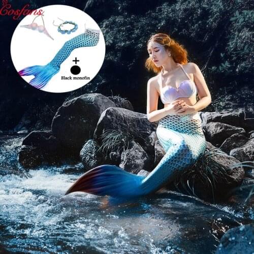 5Pcs/set NEW Kids Adults Mermaid Tail with monofin Swimmable Filpper Fancy Costume for Women Swimming Swimwear Cosplay Costumes
