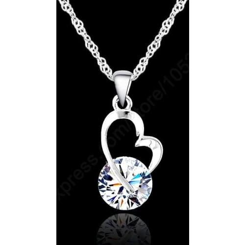 Best Shinning Women Dressing Jewellery Necklace 925 Sterling Silver Cubic Zirconia CZ Crystal Pendant Necklace Women Gift