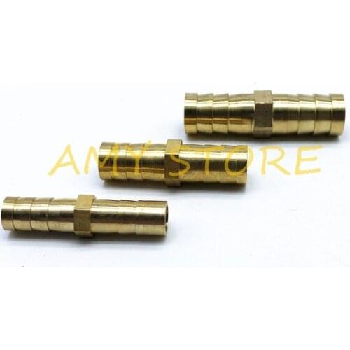 1Pc 6 8 10 12mm Metal Brass Straight Air Tube Hose Joiner Barbed Tail Connector Air Fuel Water Pipe Gas Tubing
