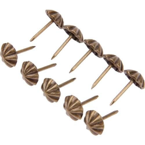 100pcs Upholstery Nail Decorative Nail Tapes Tacks Sofa Bedside Brass Decor Home Nails 11*17mm