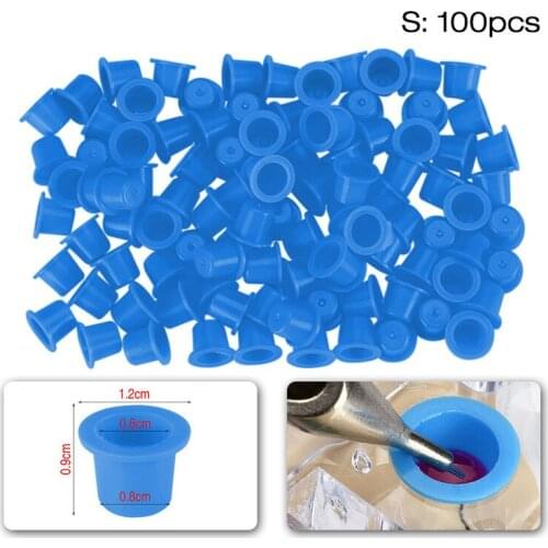 100pcs Plastic Disposable Tattoo Ink Cups Permanent Pigment Clear Holder Container Cap Tattoo Accessory New Hot