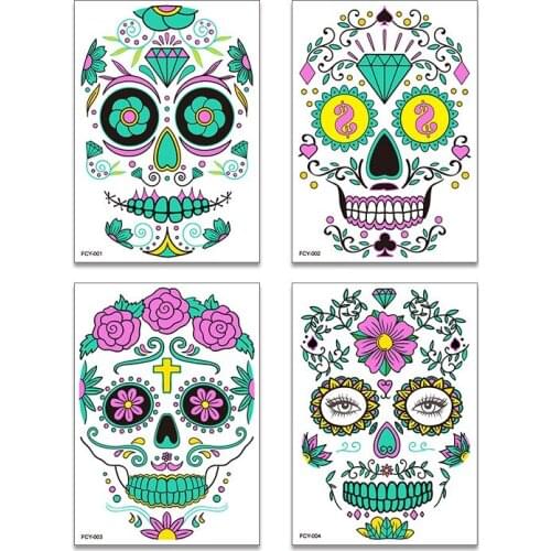 16 Sheets Halloween Party Funny Scars Fun Stickers Face Luminous Tattoo Stickers Face Adult Role Playing