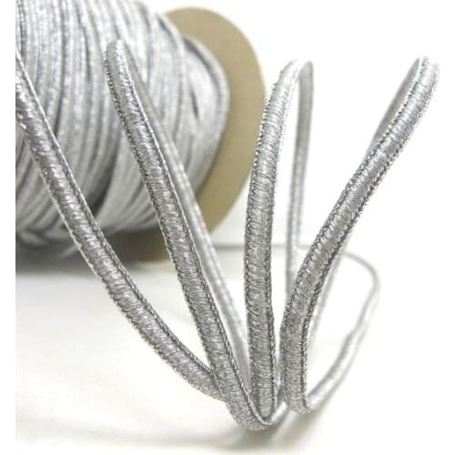 2 Yards 3/16 Inch Silver Threaded Woven Trim|Shiny Narrow Ribbon|Glittery Decorative Embellishment|Costume Clothing Edging