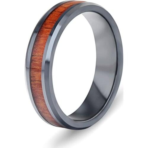 2021 New Fine Jewelry Retro wood grain inlaid simple jewelry female Crystal from Swarovskis Fit Women and men Ceramic ring