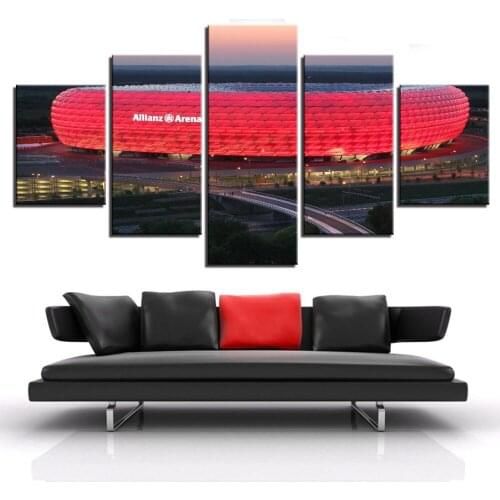 5 piezas de Bayern, grupo de Arena Allianz, lienzo impreso en HD, pintura al óleo, deportes, decoración para pared personalizada