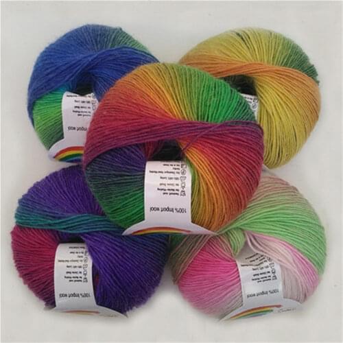 5 pieces of wool rainbow yarn long dyed hand-woven wool yarn shawl coat wool scarf hat line wool wool yarn