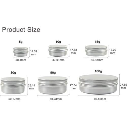 500pcs*1/2oz cosmetic aluminium jar 15g small metal tin container 15ml aluminum jar screw cap
