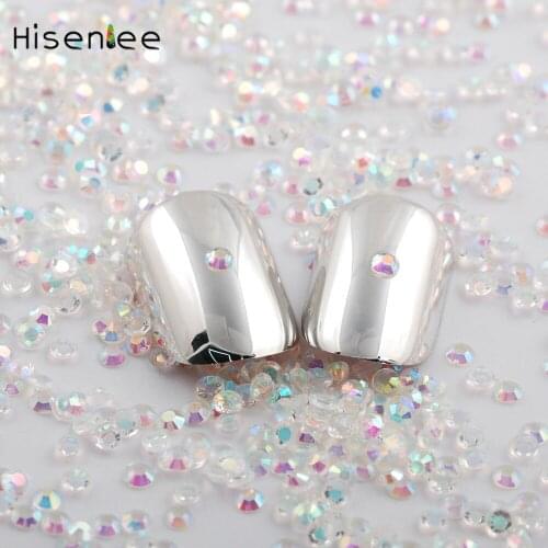 5000Pcs Hisenlee 2mm Clear Crystal Jelly AB Color Non Hotfix Resin Flatback Nail Rhinestoens For 3D Nail Art Decoration