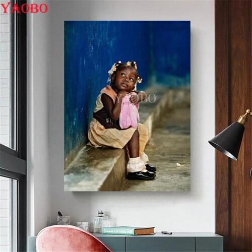 5d Diy Diamond Painting Cross Stitch African little girl Diamond Mosaic diamond embroidery rhinestones decoration painting