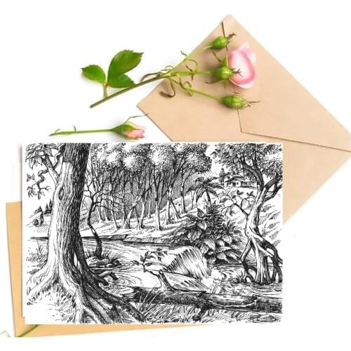 Brook Tree / Scenery Clear Stamps For DIY Scrapbooking Card Making Silicone Stamps Fun Decoration Supplies
