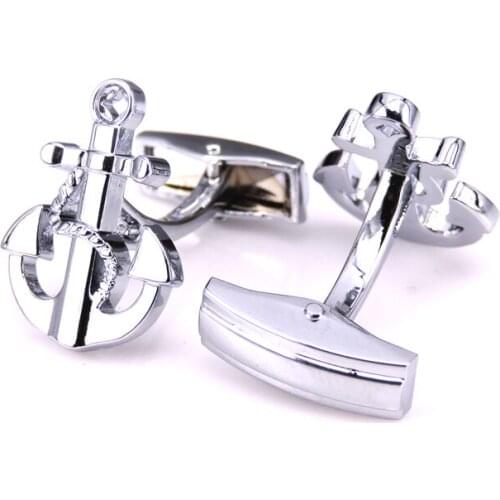 C-MAN Luxury shirt silvery boat anchor cufflink for mens Brand cuff buttons cuff links High Quality abotoaduras Jewelry