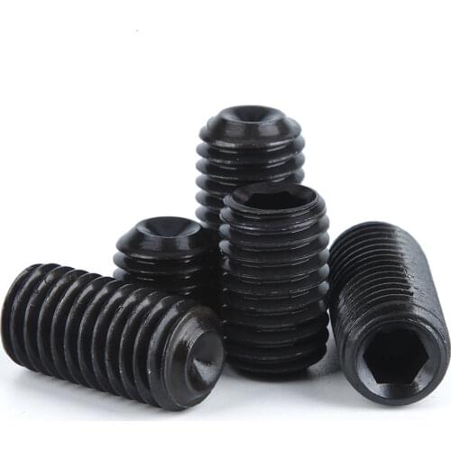 M2.5x2.5-10mm Black Oxidized 12.9 Grade Alloy Steel Allen Socket Cup Point Grub Scerw DIN916 For Car Model DIY
