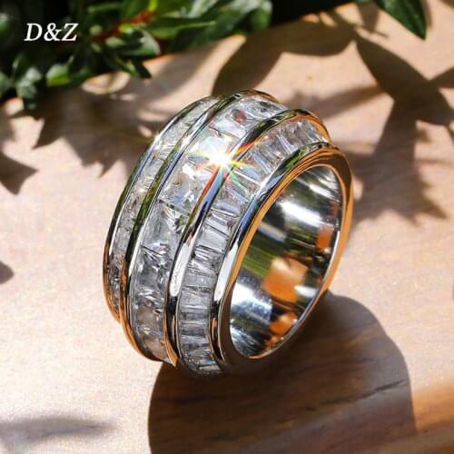 D&Z 2021 New Baguette Zircon Rings High Quality Copper Material RING Gold Color Iced Out Cubic Zirconia Fashion Hip Hop Jewelry