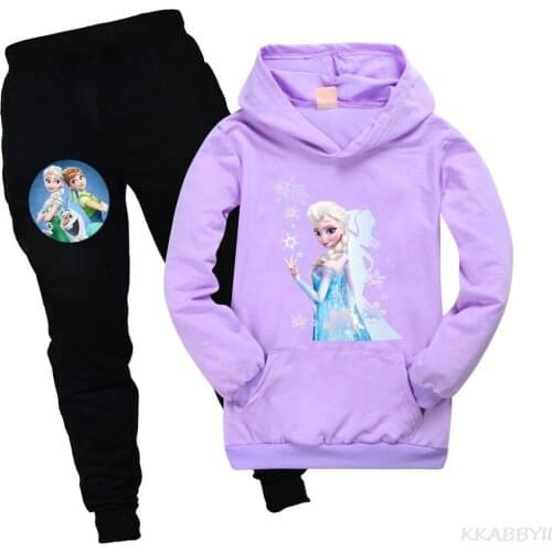 Disney Spring And Autumn Hoodie Boys And Girls Bag Sweaters + Pants Frozen Kids Sets