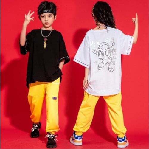 Kids Hip Hop Show Clothing Oversize Tops Tshirt Jogger Pants For Girls Boys Ballroom Jazz Dance Costume Clothes Street Wear
