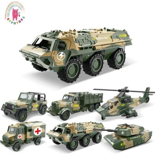 Children Alloy ABS Military Model Simulation Vehicle Tank Transport Helicopter Armored Vehicle Die Casting Birthday Gift Toy Set