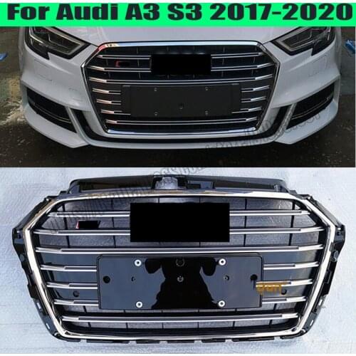 FOR AUDI A3 S3 8V 2017-2018 2019 2020 FRONT MESH S3 STYLE BUMPER GRILLE BLACK