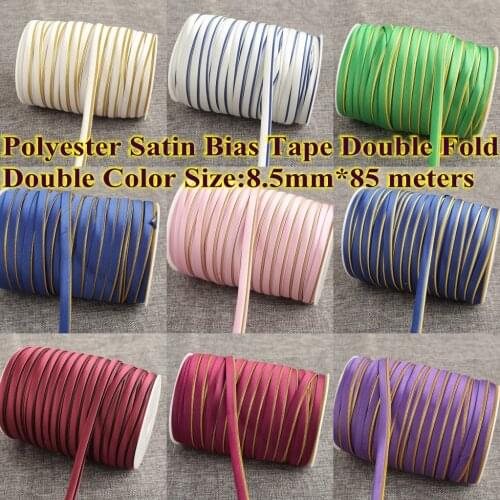Double color Double Fold Bias Tape Polyester Satin Bias Tape size 8.5mm*85meter DIY handmade Sewing material suit cloth