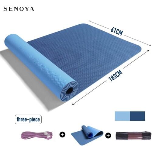 TPE Double Layer No-slip 6mm Yoga Mat Kneepad Exercise Sport Mat for Fitness and Pilates Gym Home Tasteless Pad
