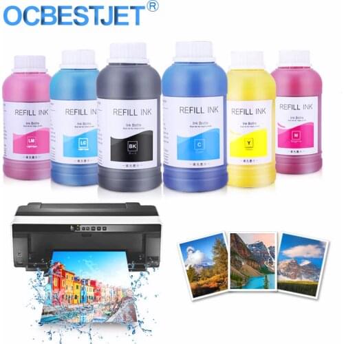 6x250ml Pigment Ink Bottle For Epson T50 T60 P50 P60 L800 L805 L1300 R330 PX660 1390 1410 1500W Printer Ink (BK C M LC LM )