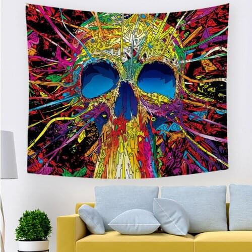Skull Tapestry Trippy Tapestry Fantasy Arabesque Skull Monster Eyes Wall Tapestries For Bedroom Livingroom Dorm Decor 90x59 Inch
