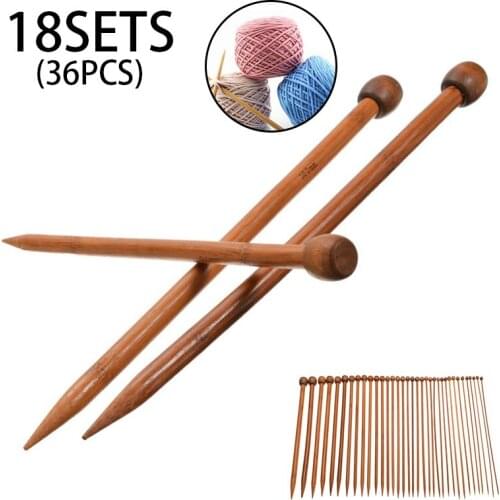 36pcs 25/36CM Of Kniting Needles Carbonized Bamboo Kniting Needles Single Pointed Smooth Sweater Household Craft