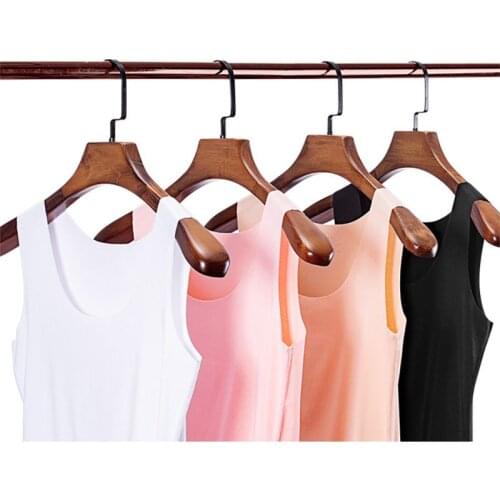 Womens Summer Seamless Tank Top Wide Shoulder Straps Ice Silk Traceless Slim Vest Solid Color U-Neck Basic Underwear