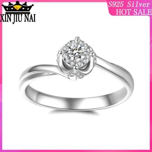 S925 sterling silver fashion small exaggerated round bud simulation wedding diamond ring wedding product diamond rings for women