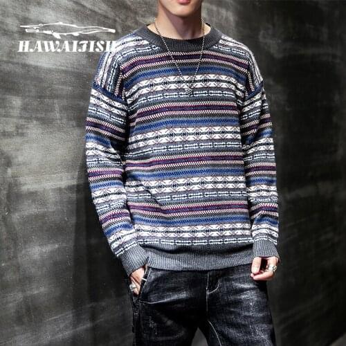 Mens sweaters 2021 new retro sweaters winter fashion pullovers mens round neck sweaters casual color-blocking sweaters