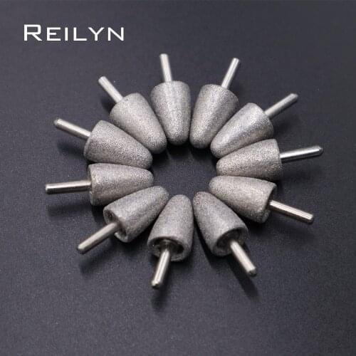 10pc 150# 2.35mmx8mmx34mm short shank pet manicure polishing bits Emery grinding point nail polisher grinding bits