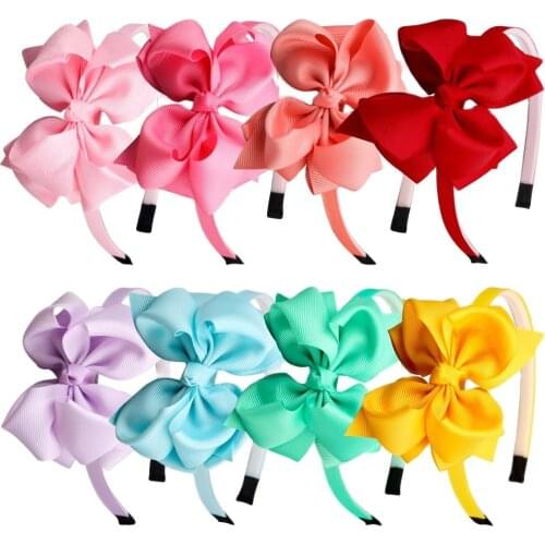 1 PC Girls Hairbands Hair Accessories Glitter Hair Bows Head-hoop 4inch Flower Bow Headband Children Kids Party Headwear